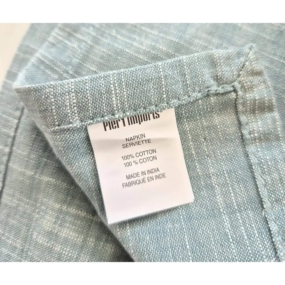 Vintage Pier ! Cloth Napkins Set of 4 New Chambray Light Teal Beach Nautical